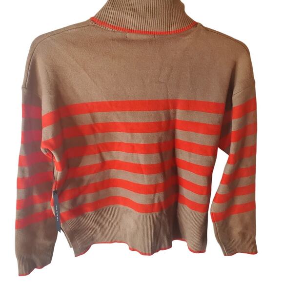 Tahari Camel/Brown and Red/Orange Turtleneck Ribbed Sweater, NWT - Picture 3 of 6